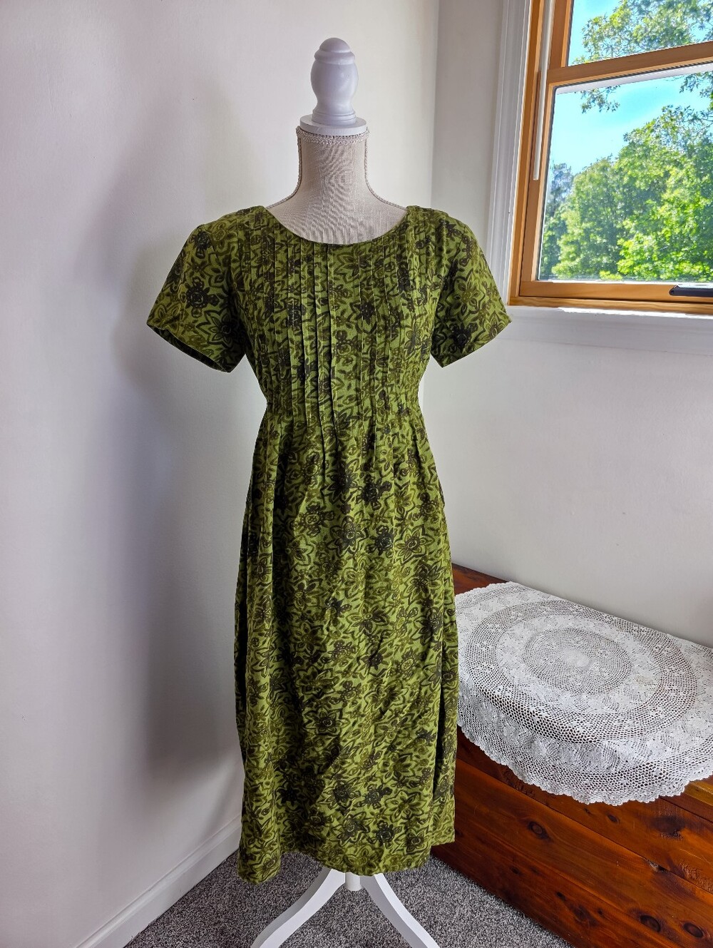 Vintage Sarah Elizabeth Linen Prarie Maxi Cottagecore Dress